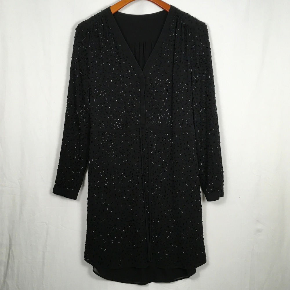 DVF Diane Von Furstenberg Shirley Beaded Dress Long Sleeve Drawstring Waist